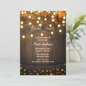 Houten vat Herfstbladeren & Lichten Bruidsdouche Kaart (Staand voorkant)