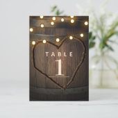 Houten Vat Lichten Rustieke Trouwtafel Nummer Kaart (Staand voorkant)