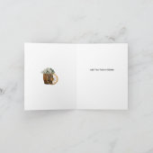 Houten vat met witte bloemen op een rustieke manie bedankkaart (Binnen)