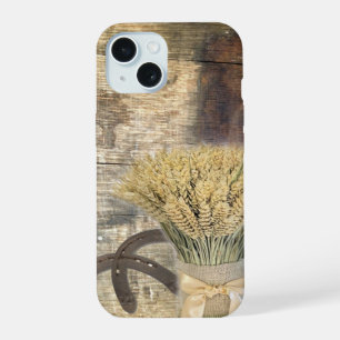 Houten vat western landelijke hoefijzer tarwe iPhone 15 hoesje