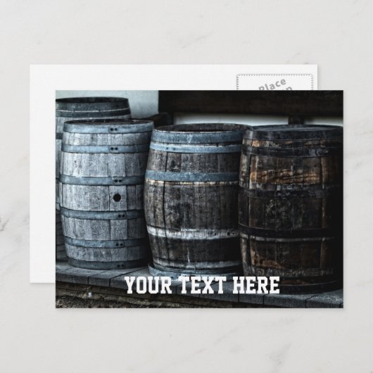  houten vaten met CustomText Briefkaart (Voorkant / Achterkant)