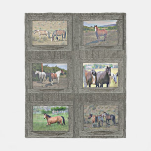 Houten vensterpaarden fleece deken
