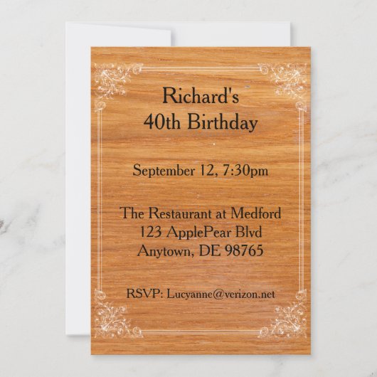 Houten Verjaardag Uitnodiging (Voorkant)