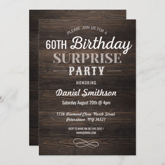 Houten Verjaardag Verrassing Rustieke Mannen Vrouw Kaart (Voorkant / Achterkant)