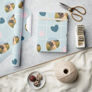 Houten verpakkings papier met foto van huisdier en