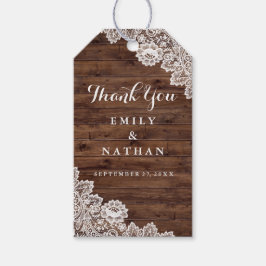 Houten Vintage Kant Favor Bedankings Cadeautags Cadeaulabel