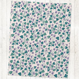 Houten Violet Anemoon Bloem Botanische Blokprint Fleece Deken