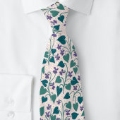Houten Violet Anemoon Bloem Botanische Blokprint Stropdas