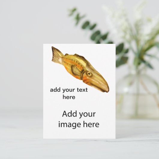 houten vis briefkaart (Staand voorkant)