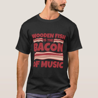 Houten vis spek van muziek t-shirt