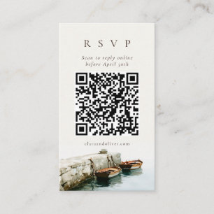 Houten Vissersboot Amalfi Kust QR Code RSVP Kaart