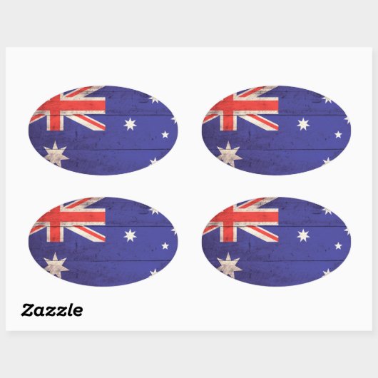 Houten vlag van Australië Ovale Sticker (Vel)