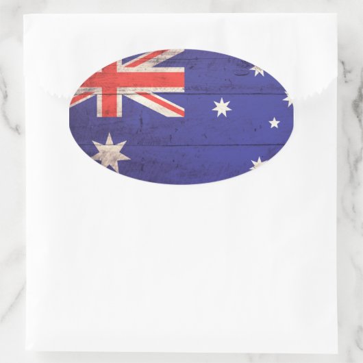 Houten vlag van Australië Ovale Sticker (Tas)