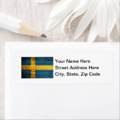 Houten vlag Zweden Etiket (Insitu)