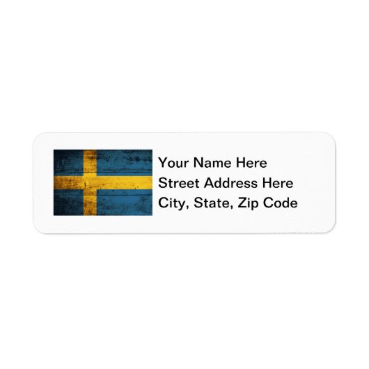 Houten vlag Zweden Etiket (Voorkant)