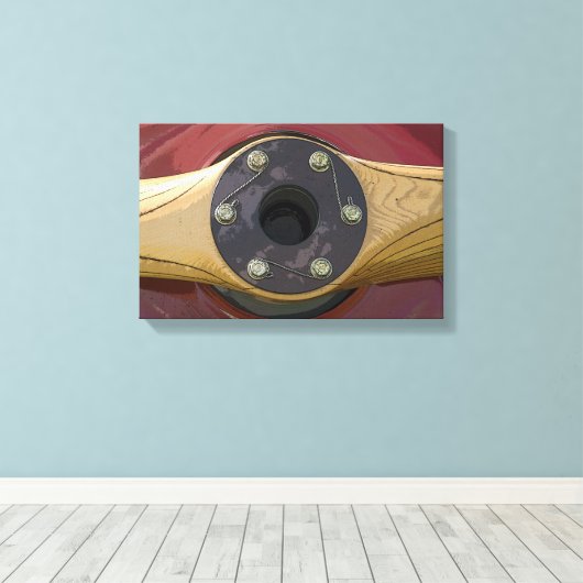 Houten vliegtuigpropeller canvas afdruk (Insitu (Houten vloer))