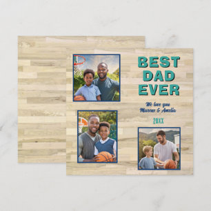 Houten Vloer Beste Papa Ooit 3 Foto Collage Vader Feestdagenkaart