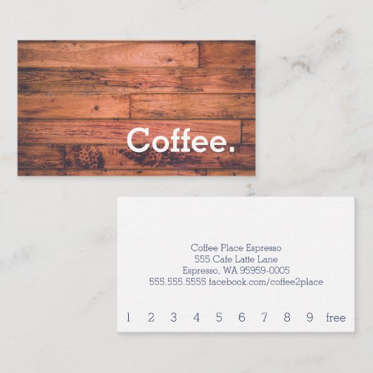 Houten vloer Eenvoudige Loyalty Coffee Punch Card (Voorkant / Achterkant)