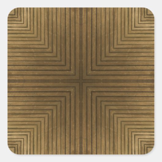 Houten Vloer Kaleidoscoop Patroon Vierkante Sticker (Voorkant)