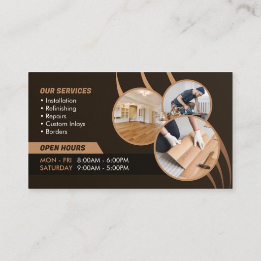 Houten Vloeren Diensten Commerciële Vloeren & Tege Visitekaartje (Achterkant)
