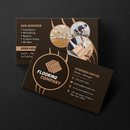 Houten Vloeren Diensten Commerciële Vloeren & Tege Visitekaartje