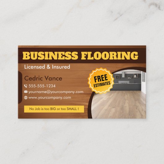 Houten vloeren Installatie Service Fotovloeren Visitekaartje (Voorkant)