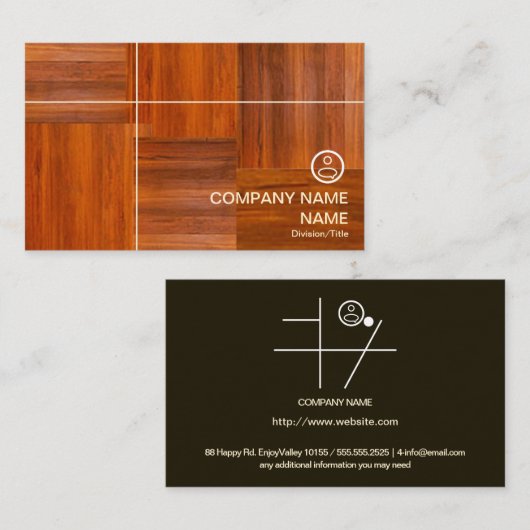 Houten vloerpatroon visitekaartje (Voorkant / Achterkant)