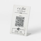 Houten voetstukbord met QR-code digitaal menu Reclamebord Met Voetstuk (Voorkant)