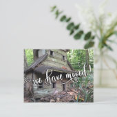 Houten Vogelhuis Foto "We hebben verplaatst" Opmer Aankondigingskaart (Staand voorkant)