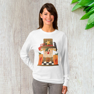 Houten vogelverschrikker vrouwen lange-Sleeve T-shirt