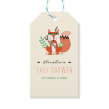 Houten Vossen Baby Shower Cadeautags met Tribale P