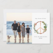 Houten Vredesteken Liefde Vreugde Kerst Foto Feestdagenkaart (Voorkant)