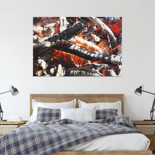 houten vuur canvas afdruk (Insitu (Slaapkamer))