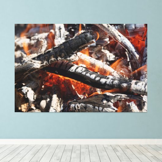 houten vuur canvas afdruk (Insitu (Houten vloer))