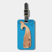 houten walvisblauw bagagelabel (Voorkant verticaal)