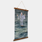 Houten wandtapijt: Christus loopt op het water Hangend Wandkleed (Gebogen)