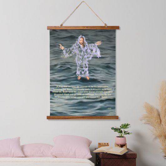 Houten wandtapijt: Christus loopt op het water Hangend Wandkleed (Slaapkamer)