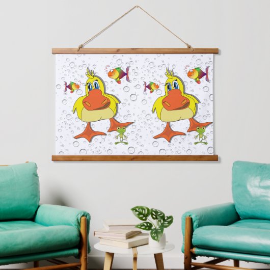 Houten wandtapijt met eend hangend wandkleed (Woonkamer)