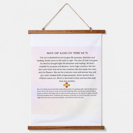 Houten wandtapijt; Zoon van God in de zon Hangend Wandkleed (Voorkant)