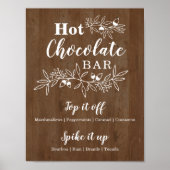 Houten Warme Chocolade Bar Menu Trouwfeest Poster (Voorkant)
