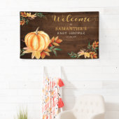 Houten Waterverf Pompoen Baby shower Herfst Welkom Spandoek (Insitu)