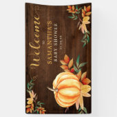Houten Waterverf Pompoen Baby shower Herfst Welkom Spandoek (Verticaal)