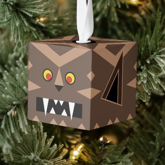 Houten Weerwolf Kubus Halloween Ornament (Boom)