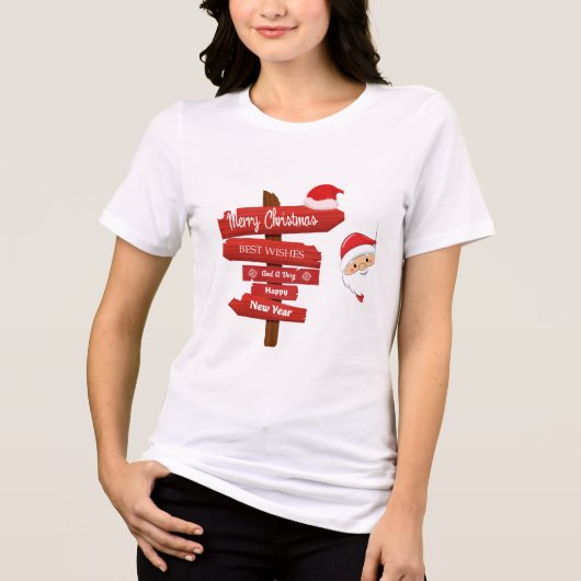 Houten Wegwijzer Wensen Tri-Blend Shirt (Voorkant)