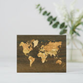 Houten Wereldkaart Briefkaart (Staand voorkant)