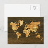 Houten Wereldkaart Briefkaart (Voorkant / Achterkant)