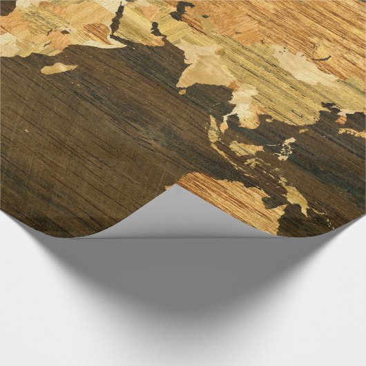 Houten Wereldkaart Cadeaupapier (Hoek)