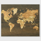 Houten Wereldkaart Cadeaupapier (Vlak)