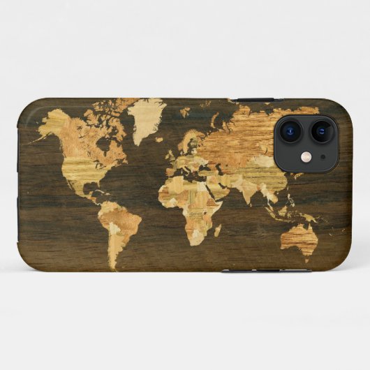 Houten Wereldkaart Case-Mate iPhone Case (Achterkant (horizontaal))