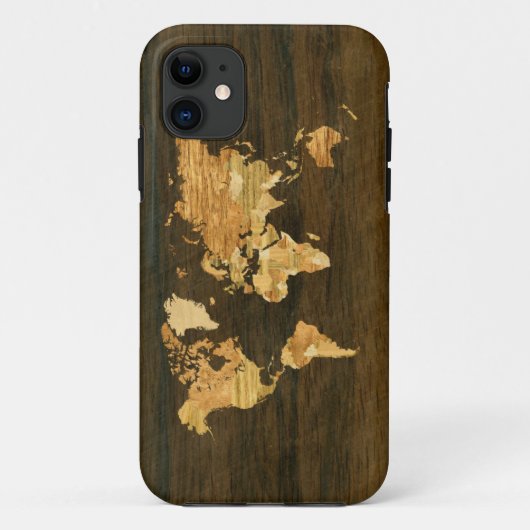 Houten Wereldkaart Case-Mate iPhone Case (Achterkant)